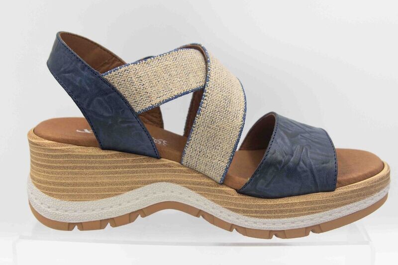 XAPATAN : nu-pieds compensés bleu_
