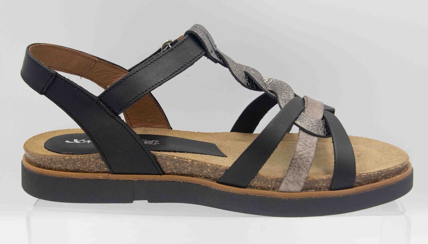 XAPATAN : nu-pieds noir acier_