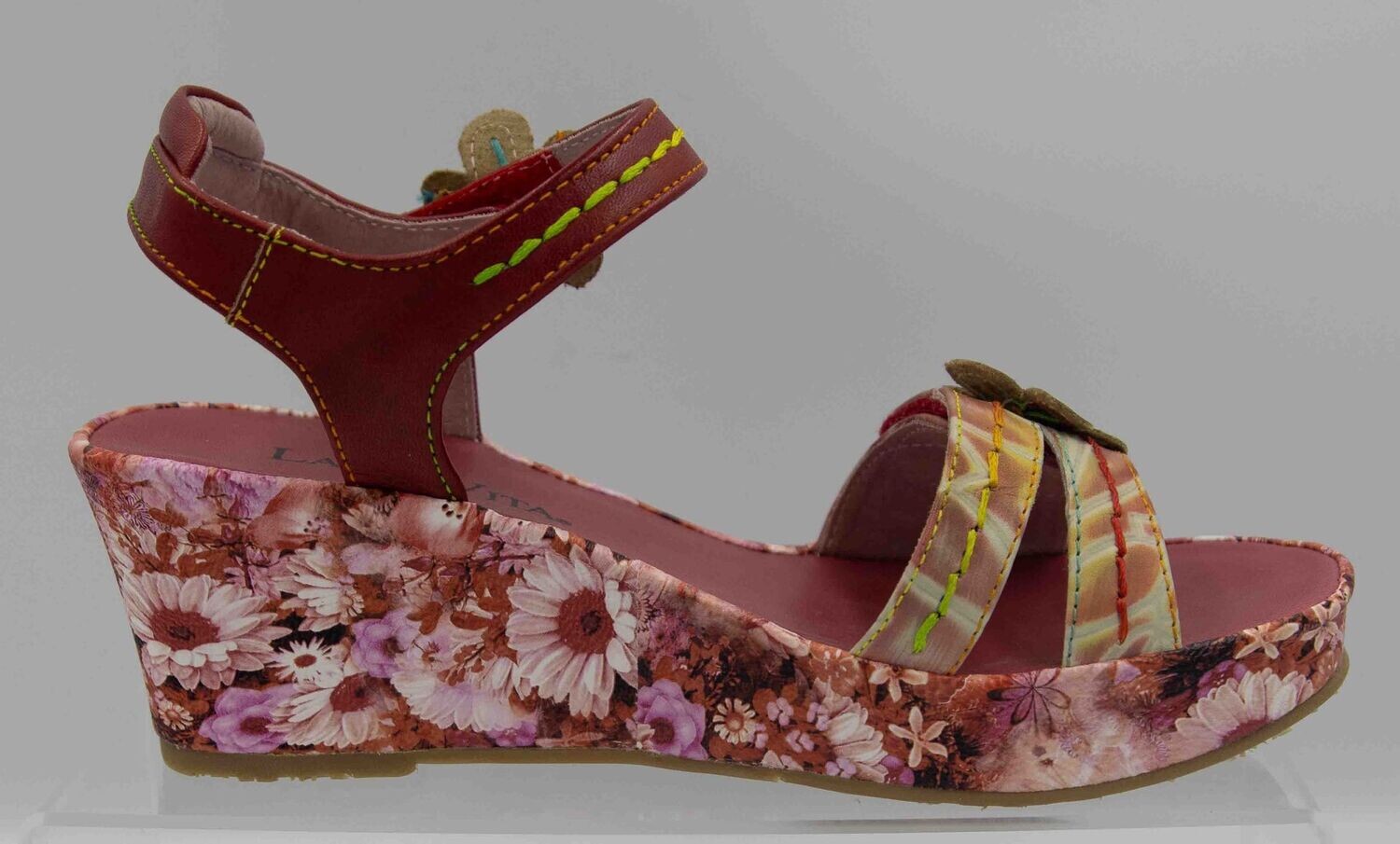 LAURA VITA : nu-pieds compensés rouge_