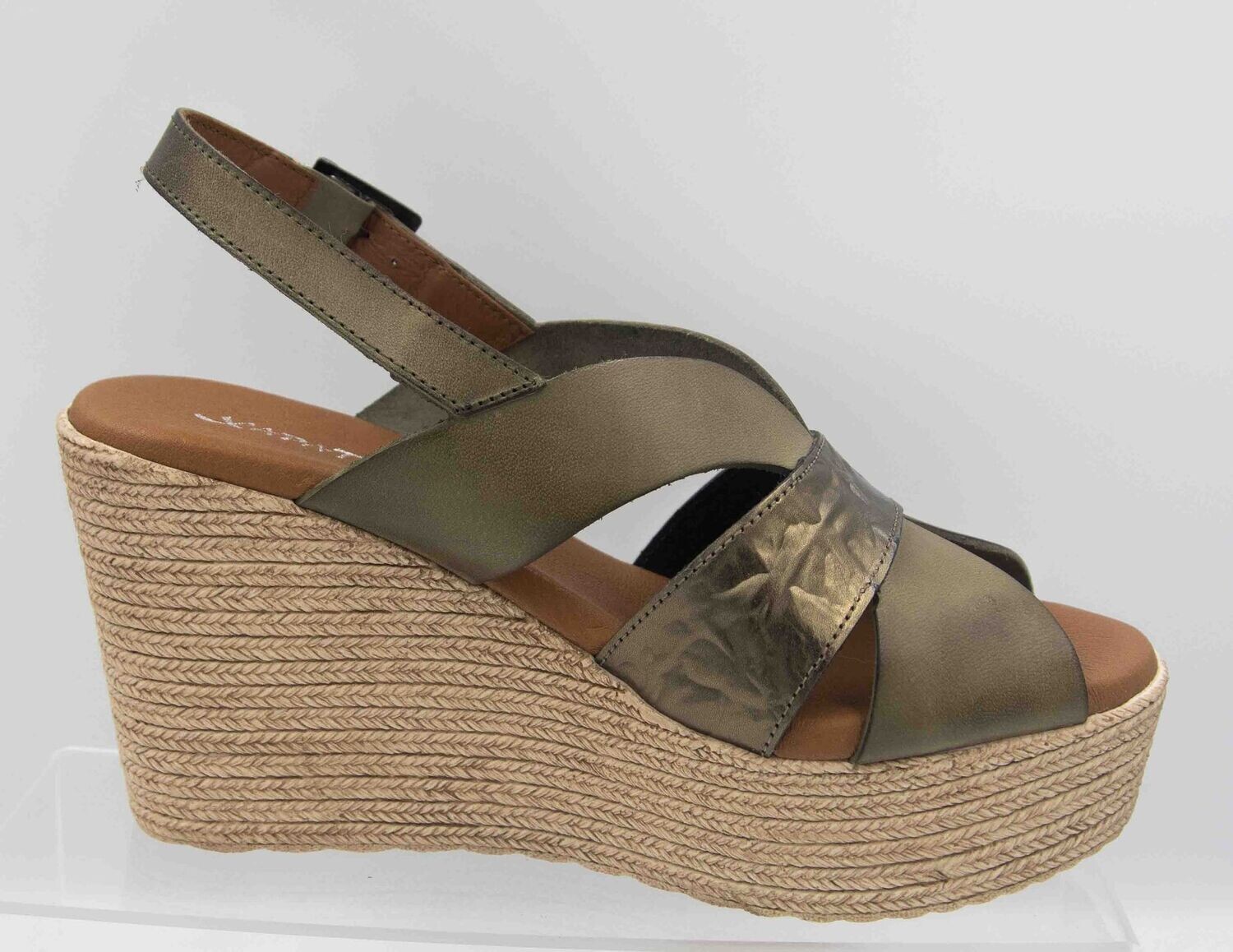 XAPATAN : nu-pieds compensés kaki plata vieja_