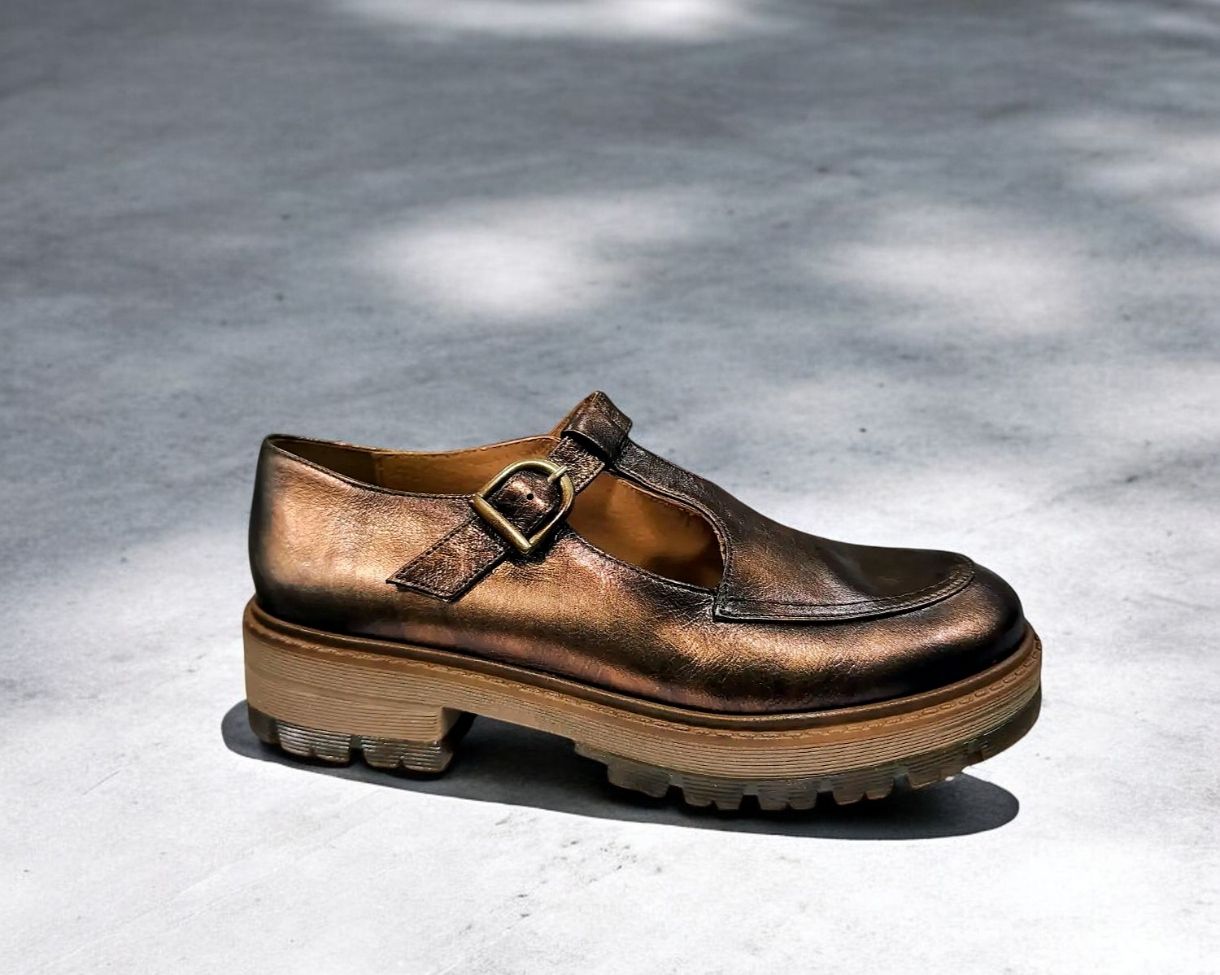 ROCK AND ROSE : Mocassins ajourés bronze