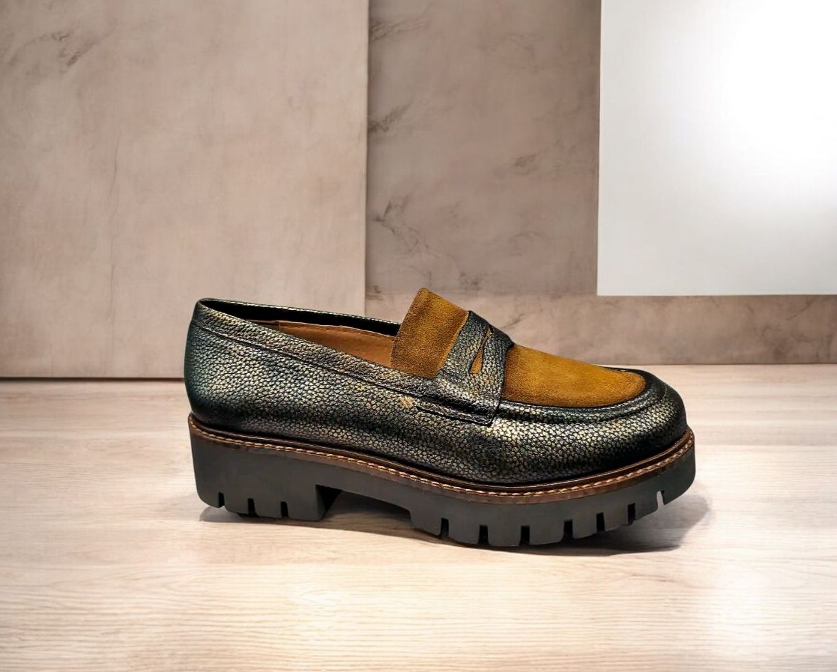 ROCK AND ROSE : Mocassins gold cuero