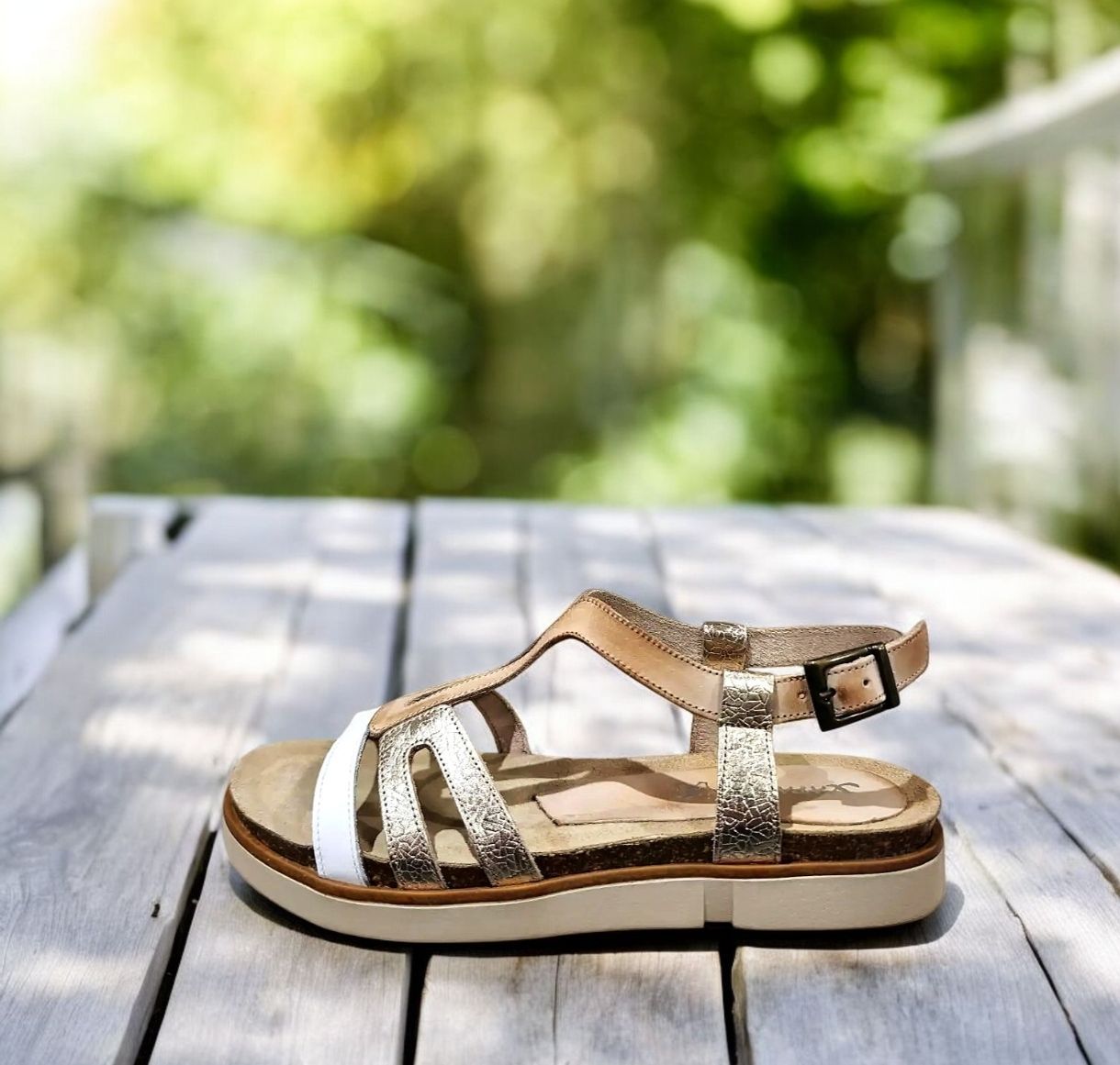 XAPATAN : nu-pieds talon beige champagne