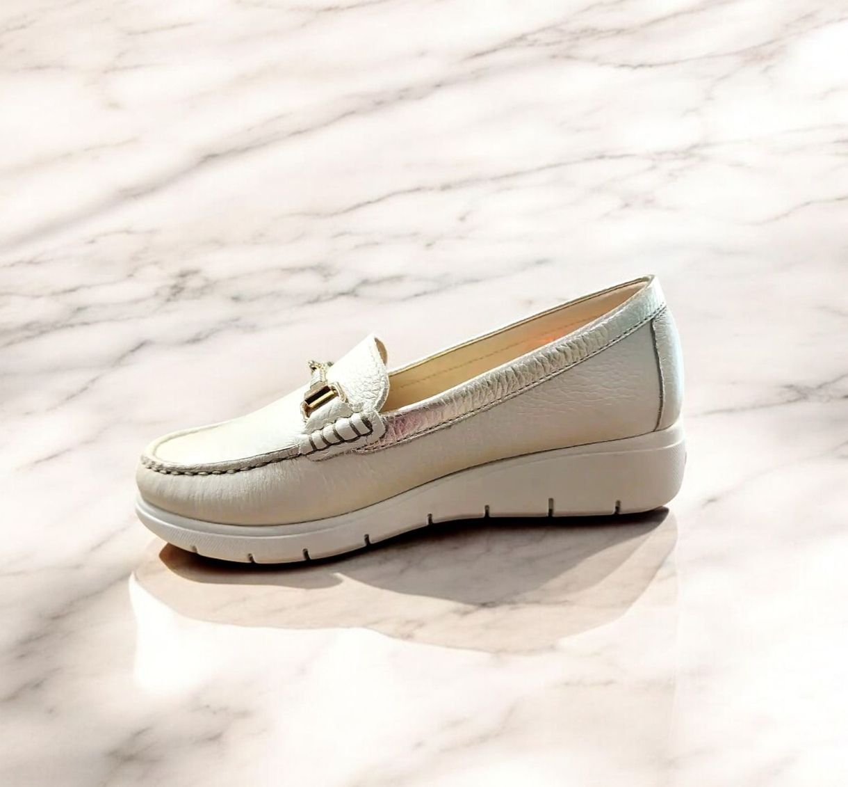 DORKING : mocassin beige platine