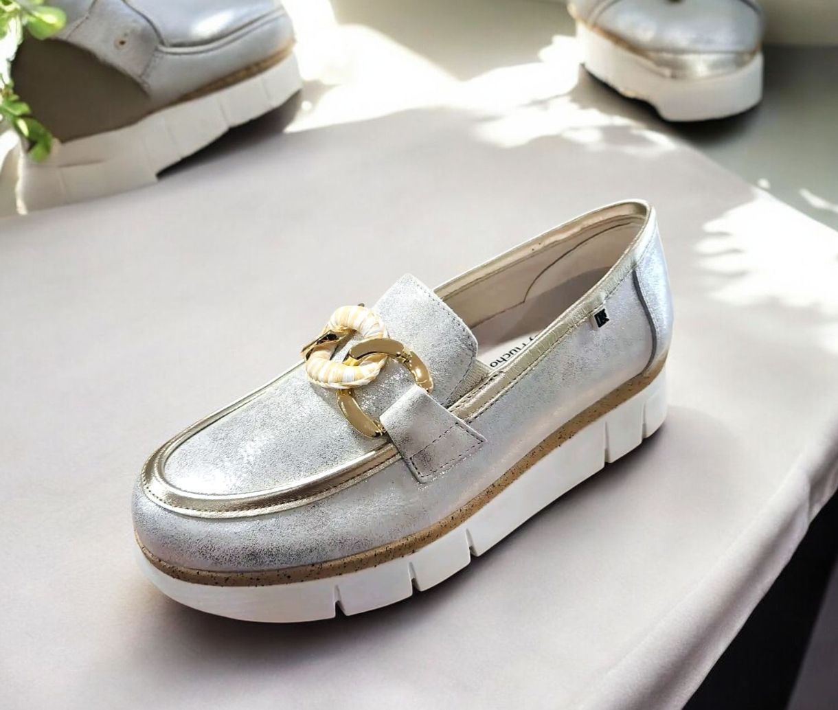 DORKING : mocassin argent  platine