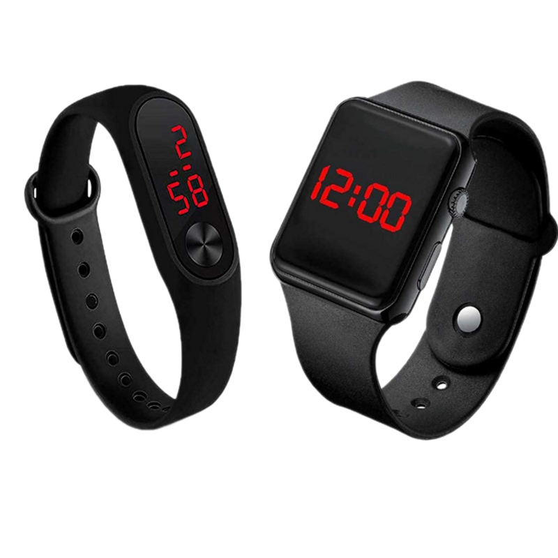 Square LED Digital Sports Watch And Ring Touch Watch, Combo Offer