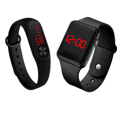Square LED Digital Sports Watch And Ring Touch Watch, Combo Offer