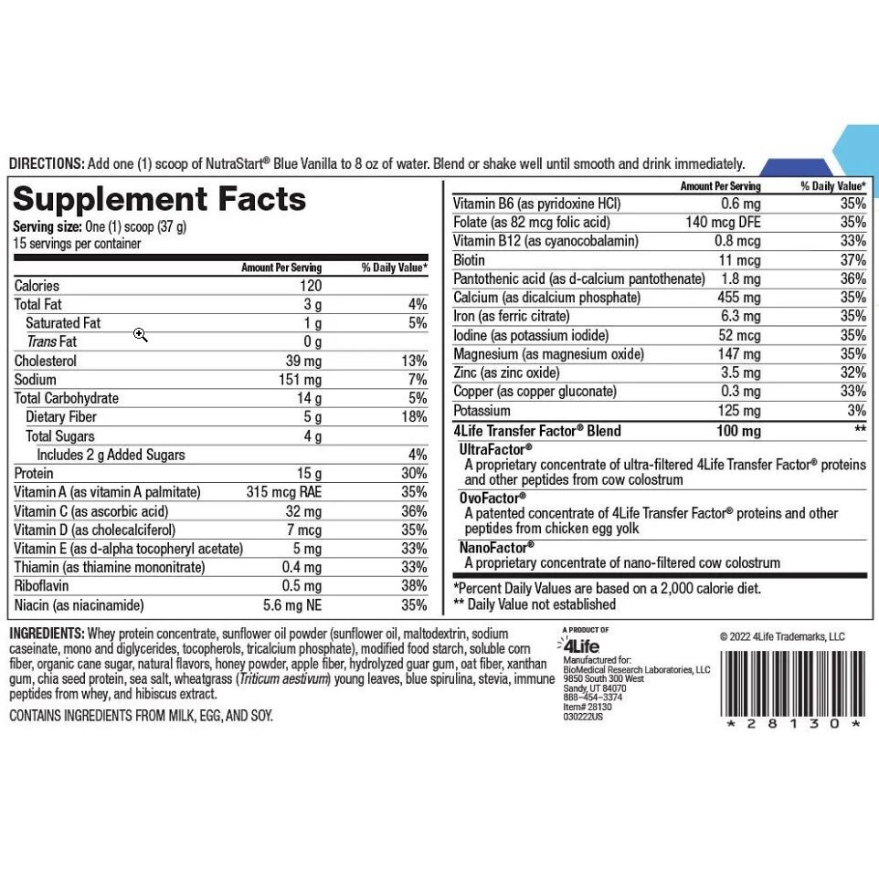 NutraStart Blue Vanilla