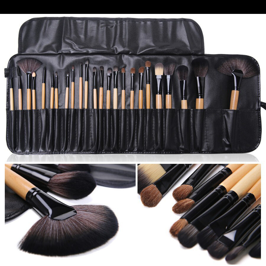 stock wood color makeup brush 24 Set