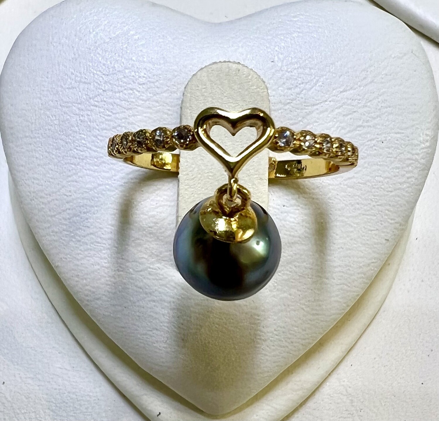 Adjustable heart dangling pearl