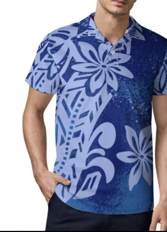 Flowers bleu polo shirts