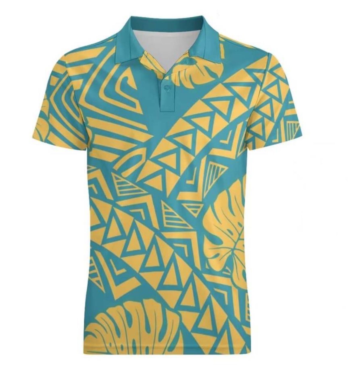 Ocean Blue and Yellow Polo Shirt