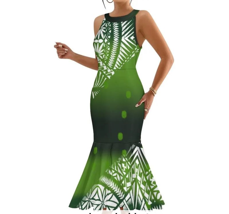 Green Ombré Long Fishtail Dress