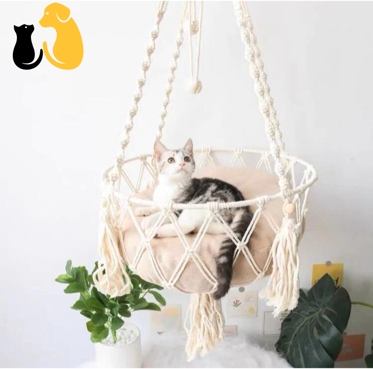 50%OFF|Handmade Macrame, Macrame Pet Bed, Cat Bed, Swaying Cat Bed