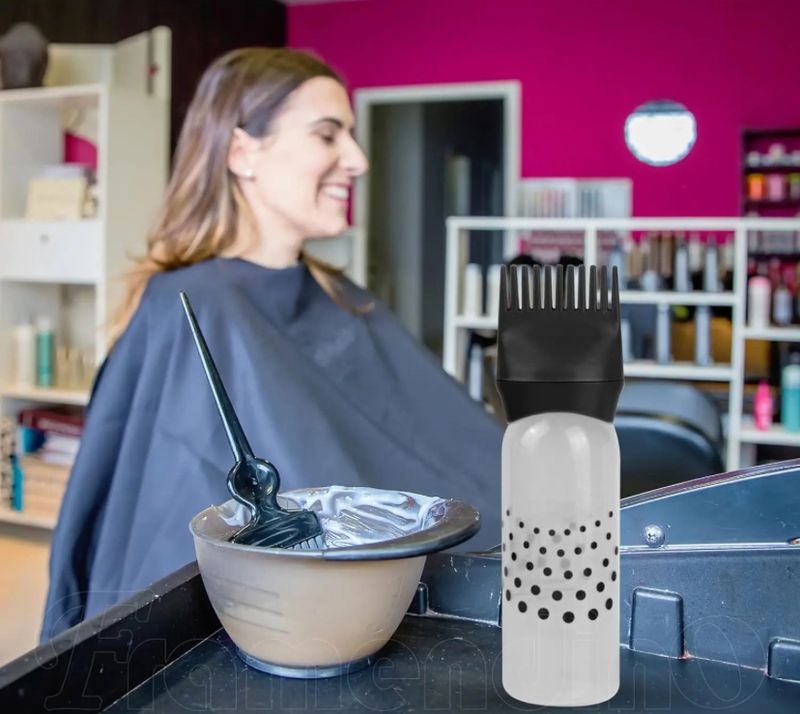 Hair Treatment Applicator Bottle - Dotted Black