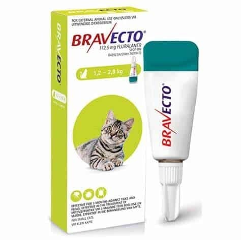 Bravecto Feline- Spot On Bravecto Feline- Spot On, Cat Weight: 1.2-2.8kg (Green) 2 Pack