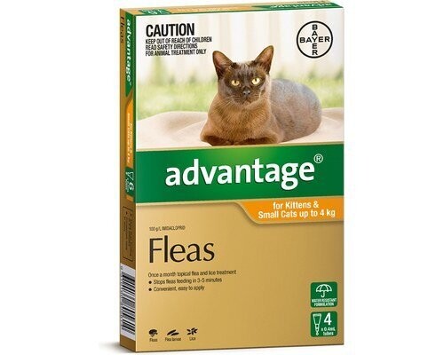 Advantage Cat, Cat Weight: Kittens and Small Cats under 4KG, Select Size:: 4 Pack