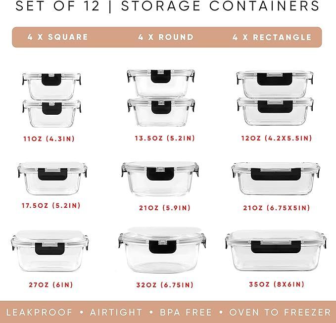 Glass 24pc Storage Containers w/ Lids