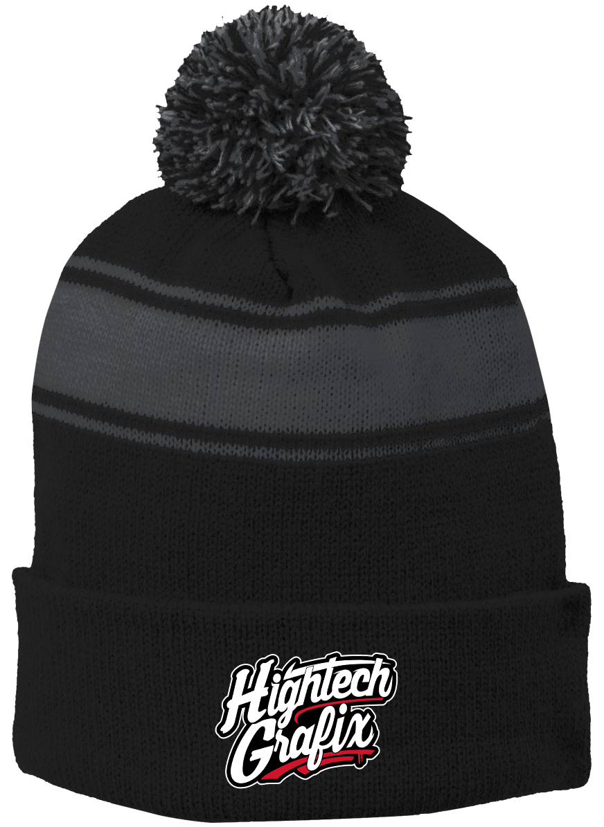 Sport-Tek® Stripe Pom Pom Beanie