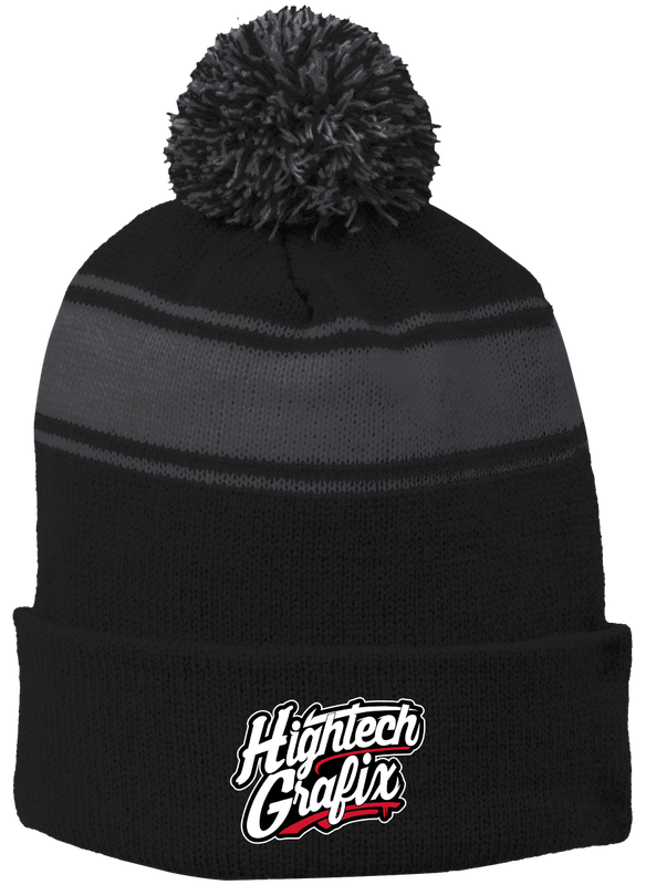 Sport-Tek® Stripe Pom Pom Beanie