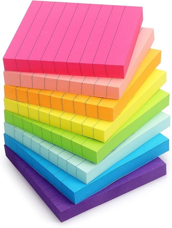 8 Pads Lined Sticky Notes 3x3