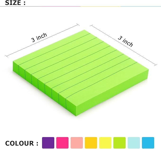 8 Pads Lined Sticky Notes 3x3