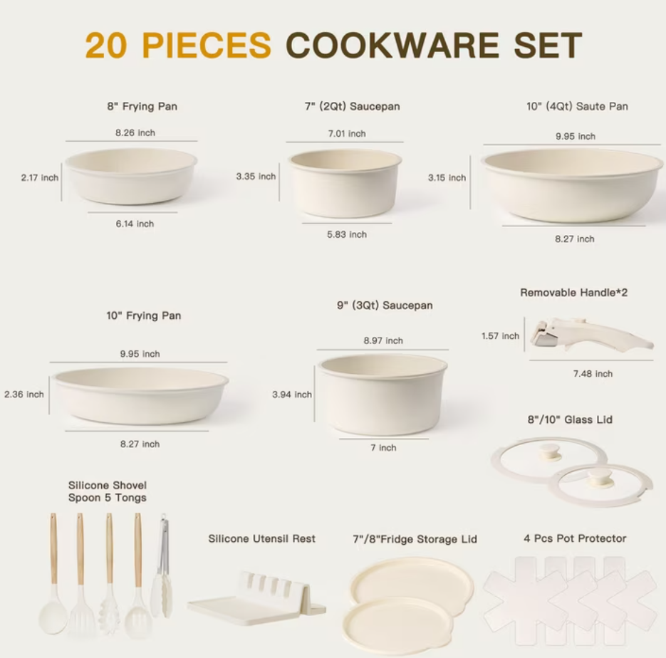 20 Piece Pots and Pans Set - Non Stick