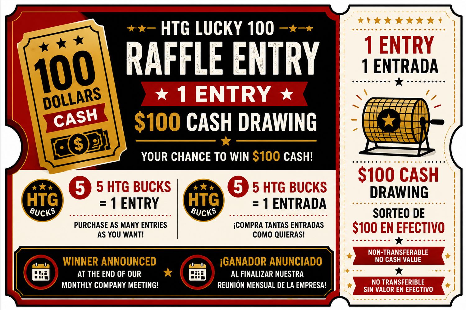 HTG Lucky $100 Drawing