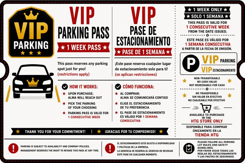 VIP Parking - 1 Full Week