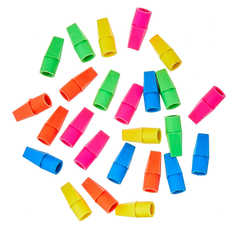 Pencil Cap Erasers - 25ct