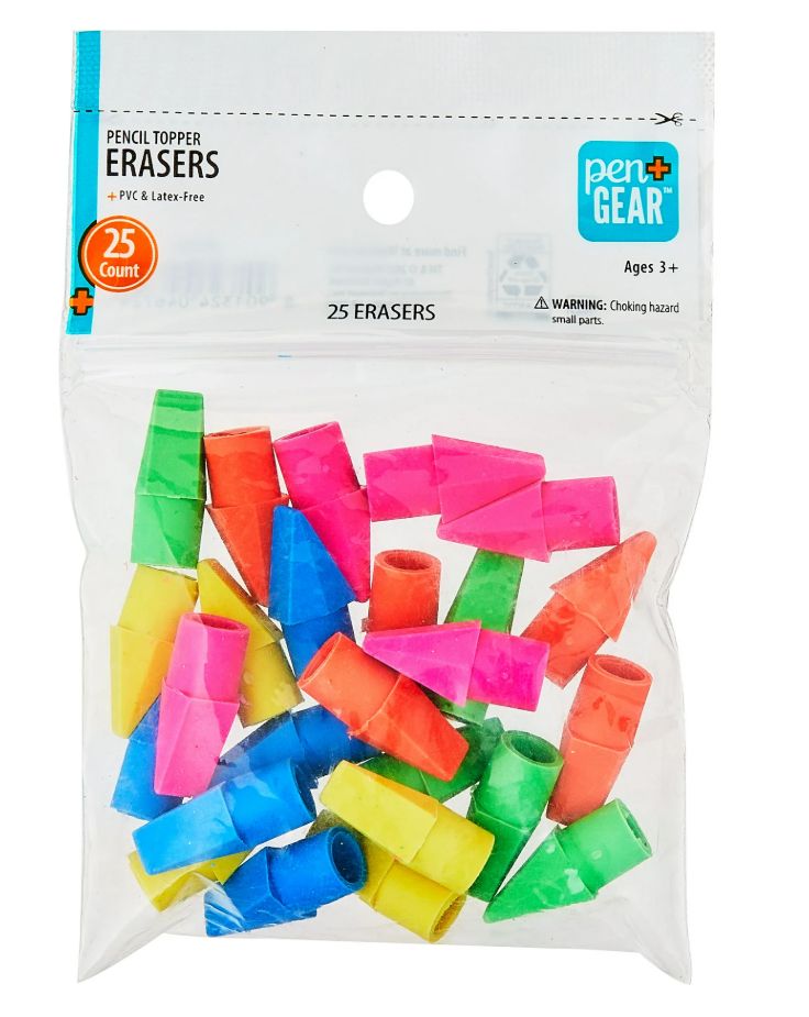Pencil Cap Erasers - 25ct