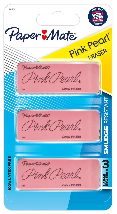 Paper Mate Pink Erasers - 3 ct