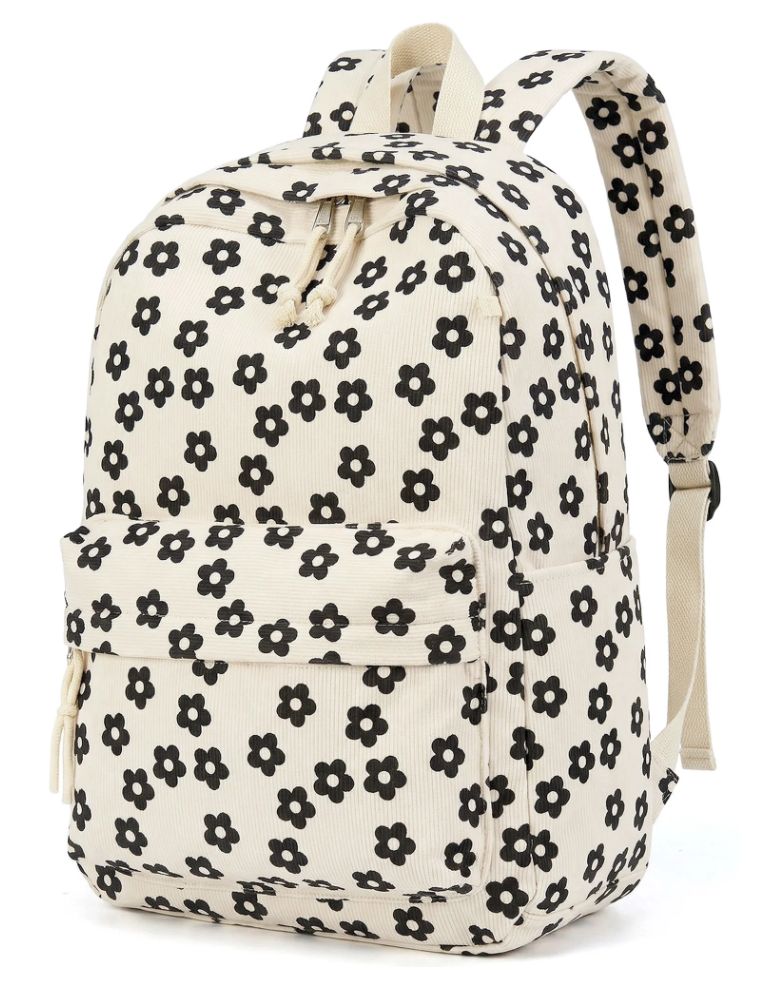 School Backpack - Floral Beige