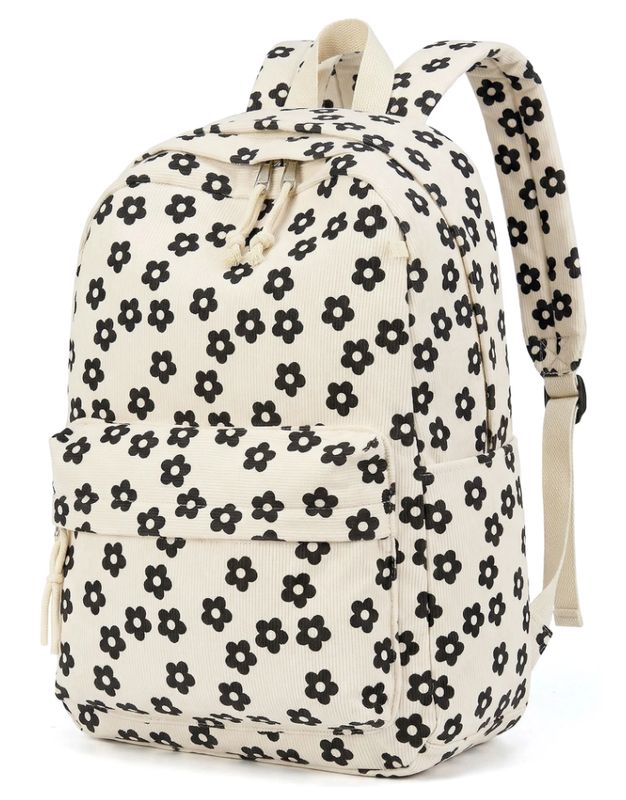 School Backpack - Floral Beige