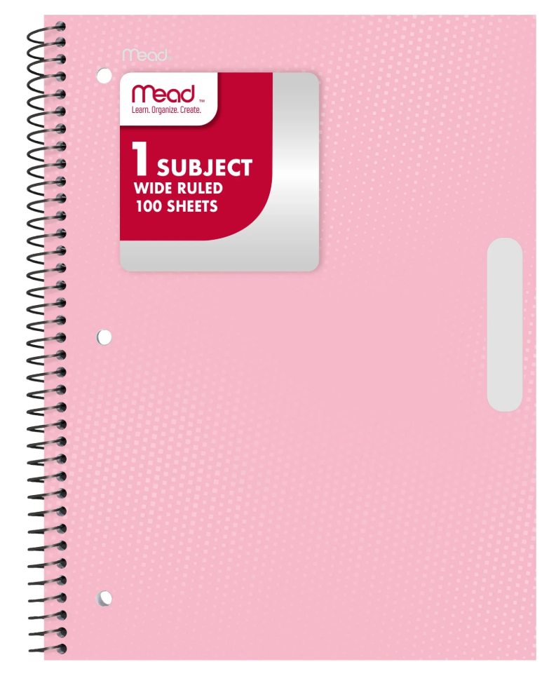 Mead - 1 Subject Wide Ruled Notebook - Assorted