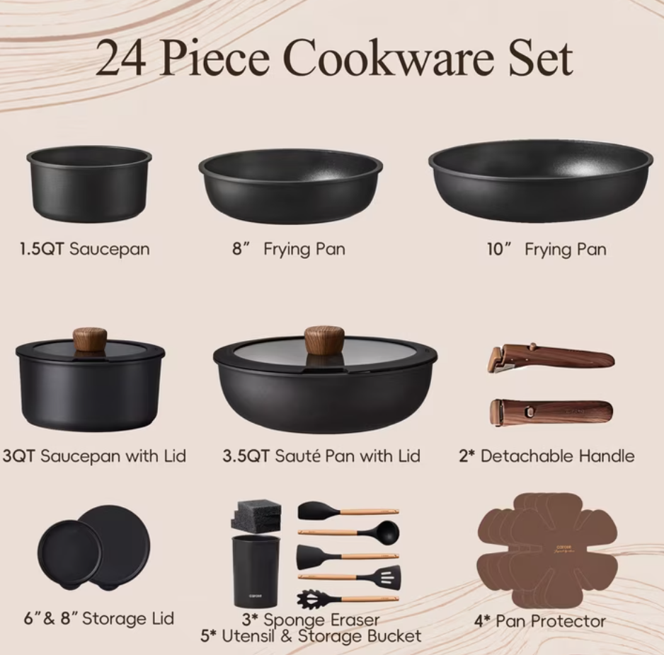 24-Piece Nonstick Cookware Set