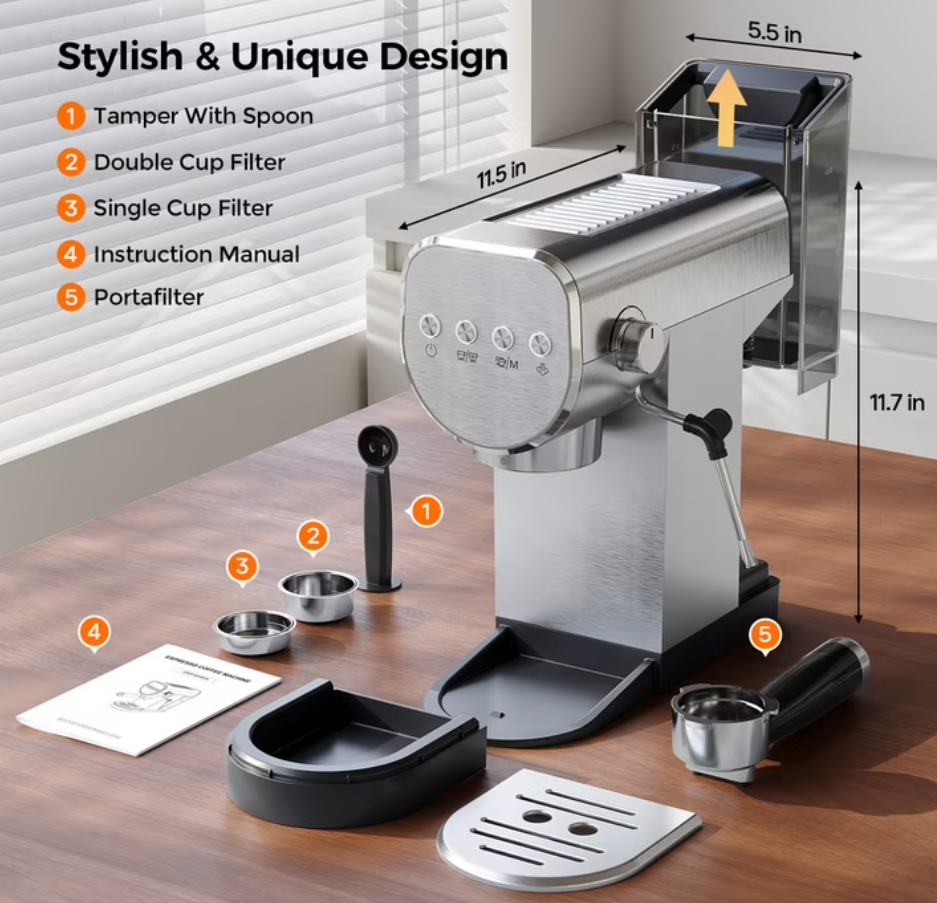 Espresso Machine with Milk Frother & Cold Brew