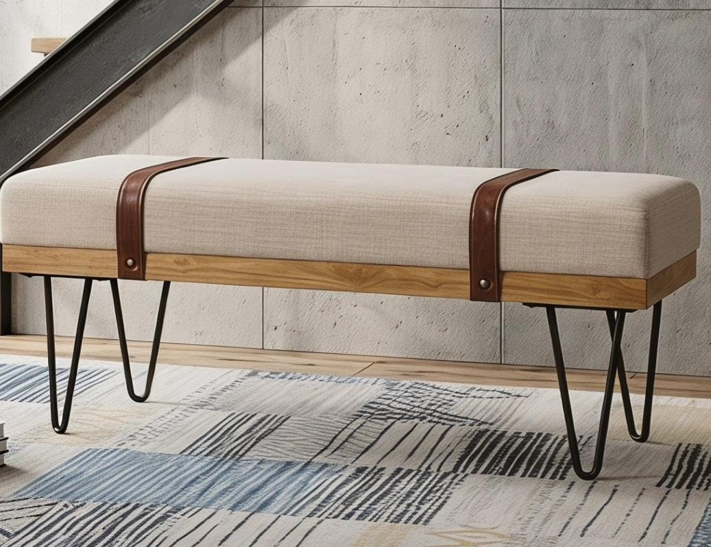 Modern Linen Ottoman