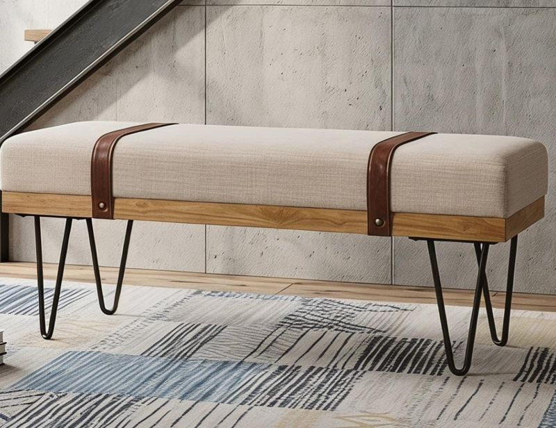 Modern Linen Ottoman