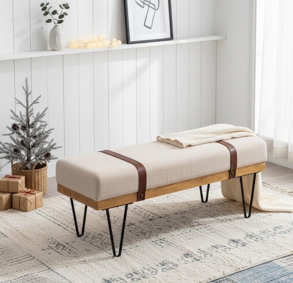 Modern Linen Ottoman