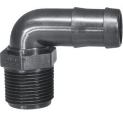 Threaded hose barb 1/2" MNPT x 1/2" barb (90 elbow)