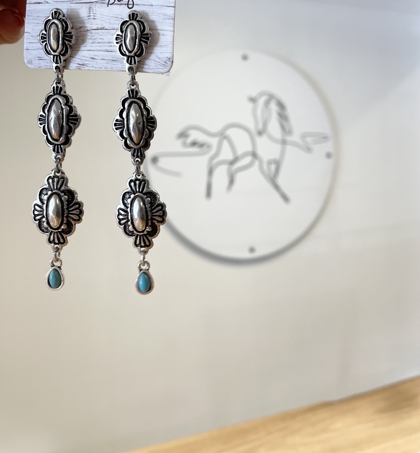 JWL - 3 TIER TURQUOISE STONE EARRING