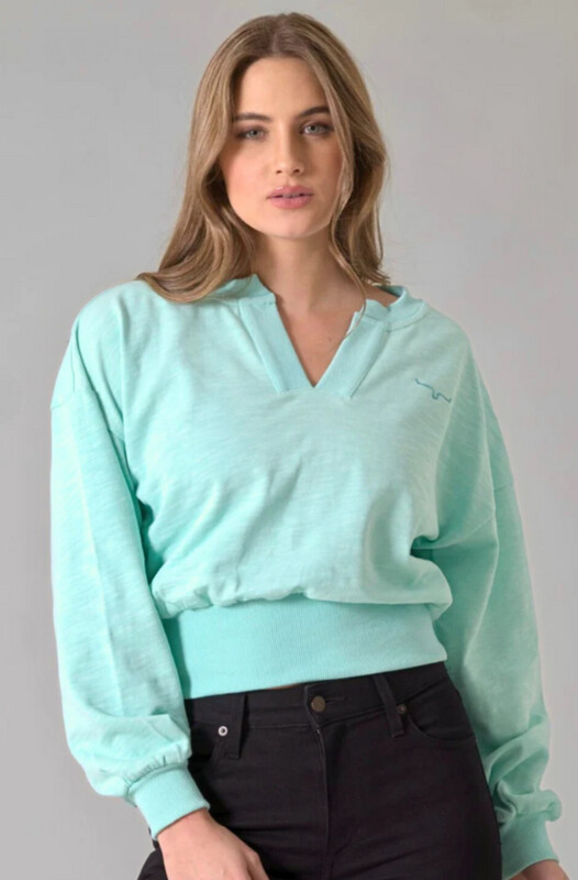 WJU - WOMENS DEWEY V-NECK TOP - TURQUOISE