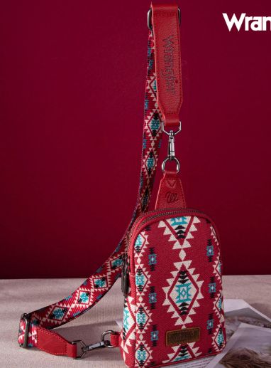 BGS - Wrangler Aztec Print Crossbody Sling - Burgundy