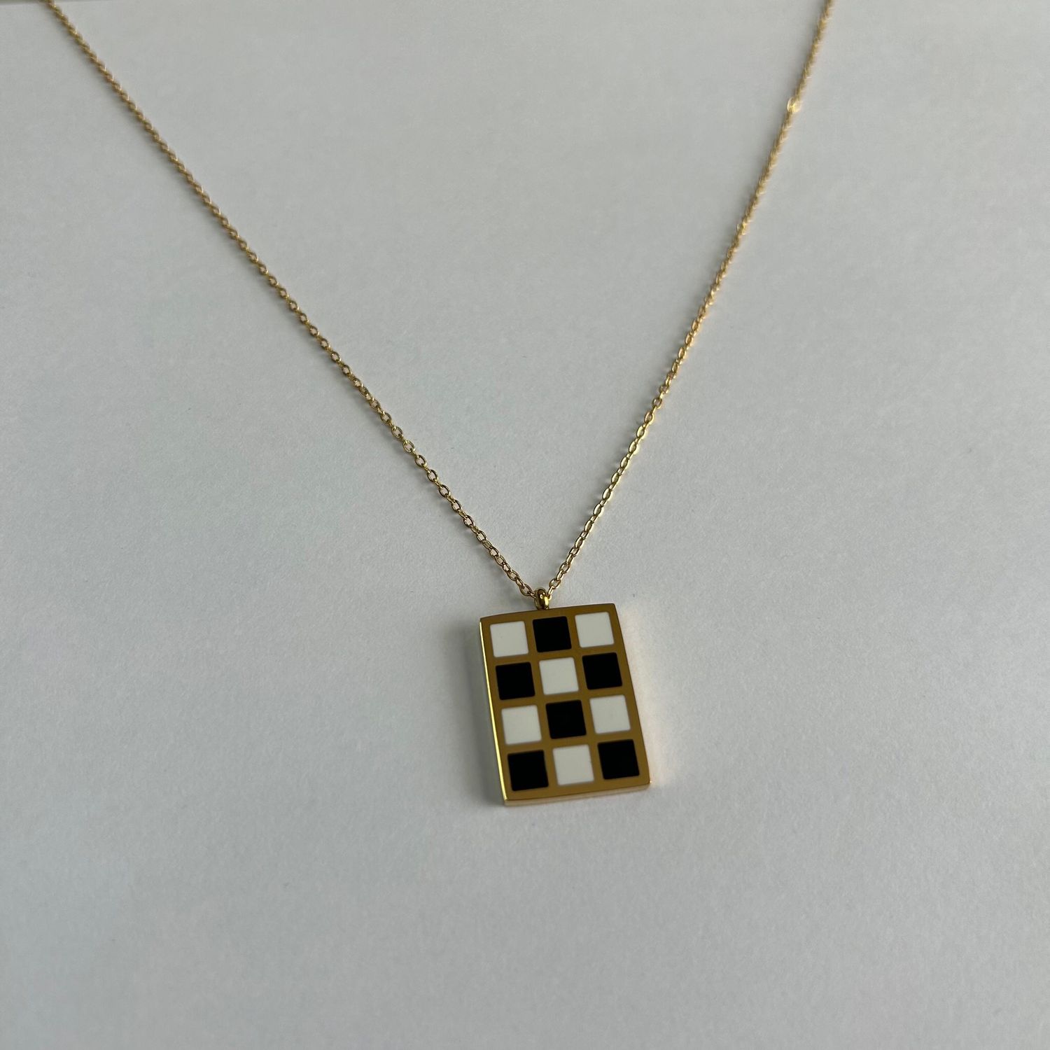 Gold Checkered Necklace