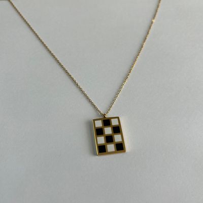 Gold Checkered Necklace
