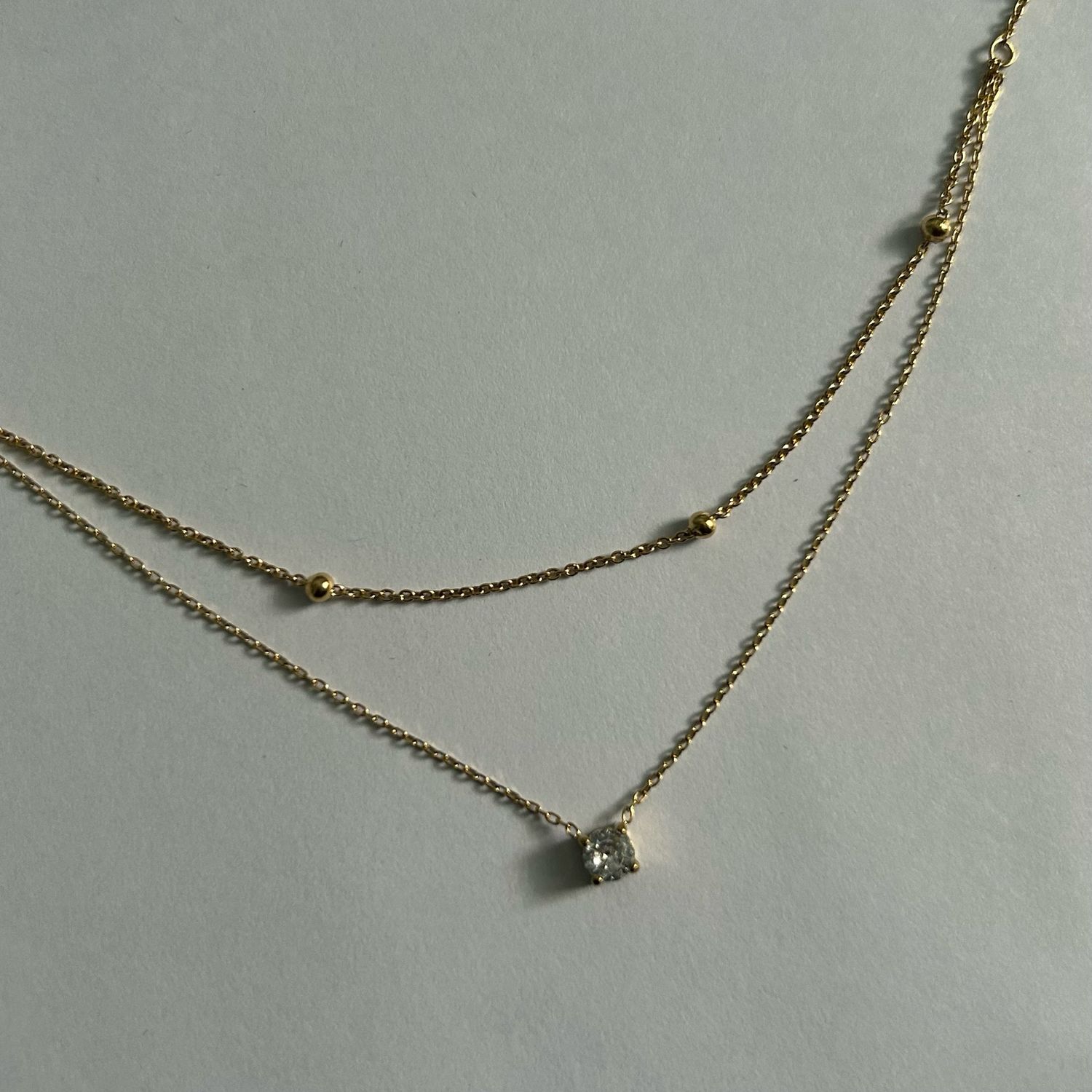 Dainty Gold Layered Rhinestone Necklace