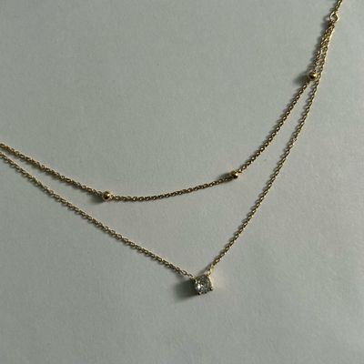 Dainty Gold Layered Rhinestone Necklace