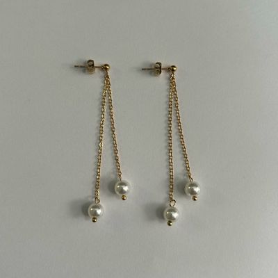 Gold Plated Pearl Drop Earrings