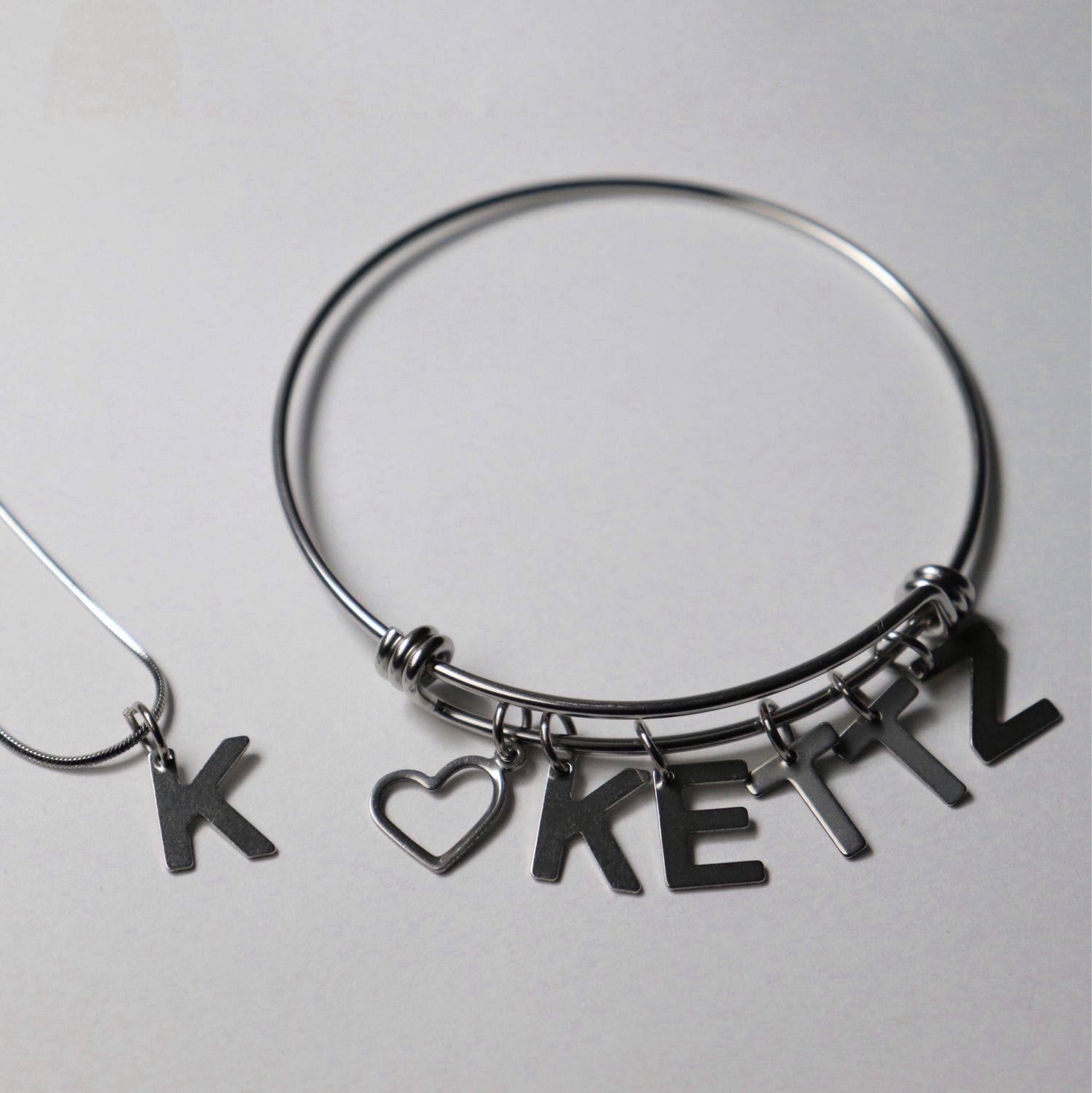 Customizable Initials Necklace And Bracelet Set